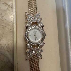 Vintage Lenox 925 Sterling Silver Crystal Butterfly Watch